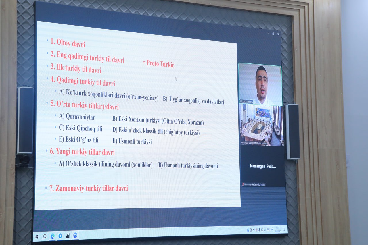 Professor Saidbek Boltaboyev tomonidan masofaviy tarzda "O'zbek tili tarixi" mavzusidagi mahorat darsi tashkil etildi.