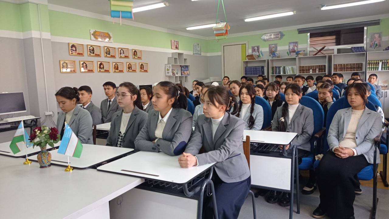 Ijtimoiy fanlar fakulteti Falsafiy va tarixiy fanlari kafedrasi tomonidan Mingbuloq tumanidagi ixtisoslashgan maktabning 10–11-sinf o‘quvchilari ishtirokida ma’naviy-ma’rifiy uchrashuv o‘tkazildi.
