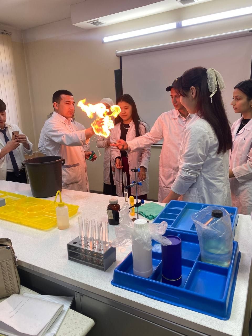 "Marganes va uning birikmalari. Olinishi va xossalari" mavzusi boʻyicha laboratoriya mashgʻulotini tashkil qildi.