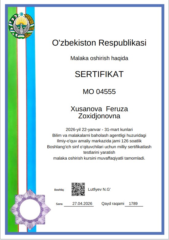NamDPI OLIMALARI MILLIY SERTIFIKAT TESTLARINI YARATISH BO‘YICHA MALAKA OSHIRISH KURSLARINI MUVAFFAQIYATLI YAKUNLADILAR