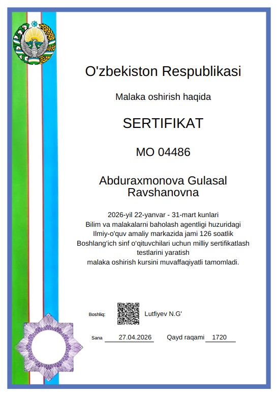 NamDPI OLIMALARI MILLIY SERTIFIKAT TESTLARINI YARATISH BO‘YICHA MALAKA OSHIRISH KURSLARINI MUVAFFAQIYATLI YAKUNLADILAR