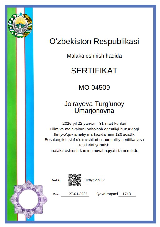 NamDPI OLIMALARI MILLIY SERTIFIKAT TESTLARINI YARATISH BO‘YICHA MALAKA OSHIRISH KURSLARINI MUVAFFAQIYATLI YAKUNLADILAR