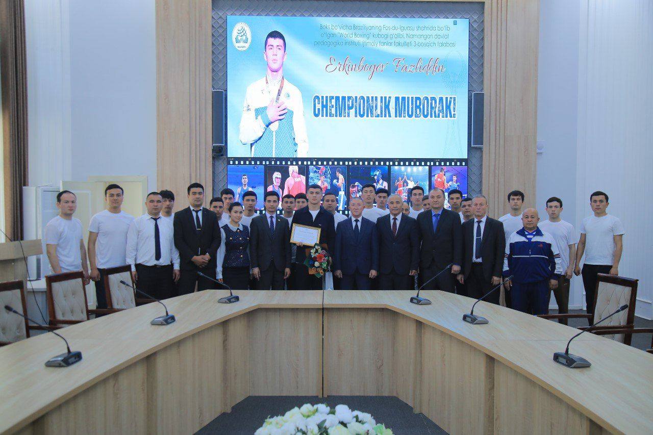 Namangan davlat pedagogika institutining jahon chempioni bo‘lgan talabasi Prezident sovg‘asini oldi