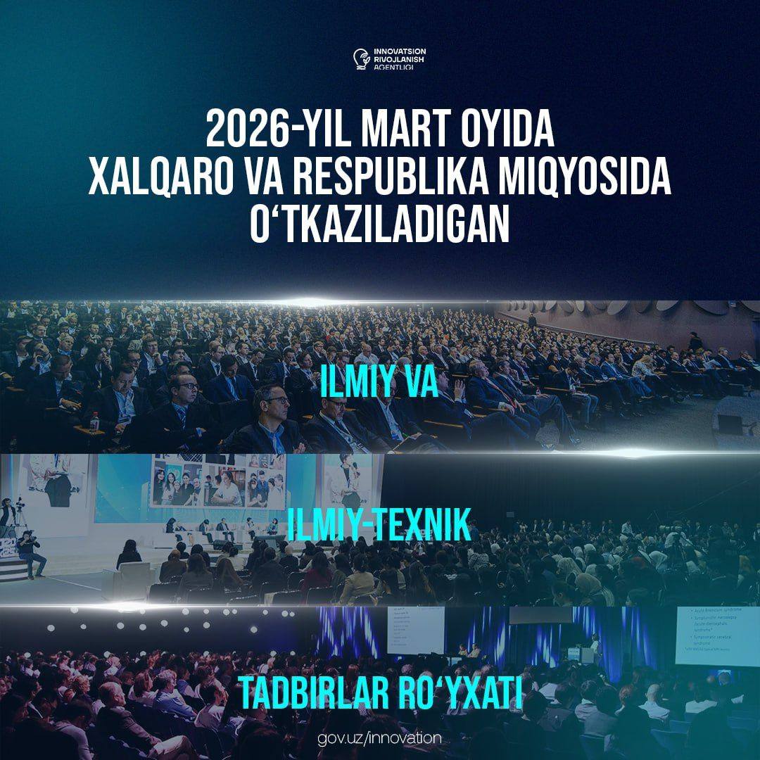 2026-yil mart oyida xalqaro va respublika miqyosida o‘tkaziladigan ilmiy va ilmiy texnik tadbirlar ro‘yxati.