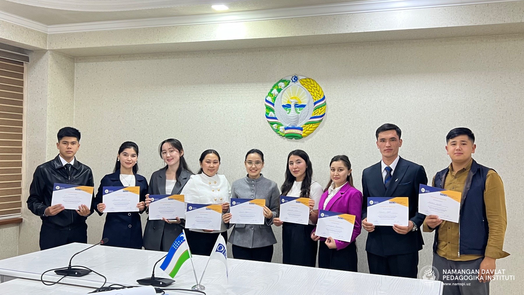 Namangan davlat pedagogika instituti talabalari “Ekran ortida” seminar-treningida faol ishtirok etib, sertifikat bilan taqdirlanishdi