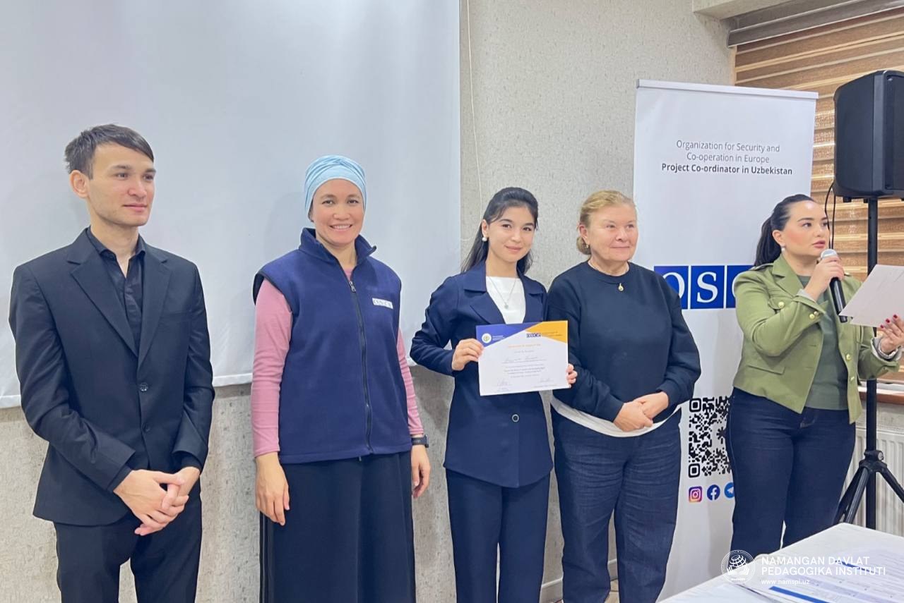 Namangan davlat pedagogika instituti talabalari “Ekran ortida” seminar-treningida faol ishtirok etib, sertifikat bilan taqdirlanishdi