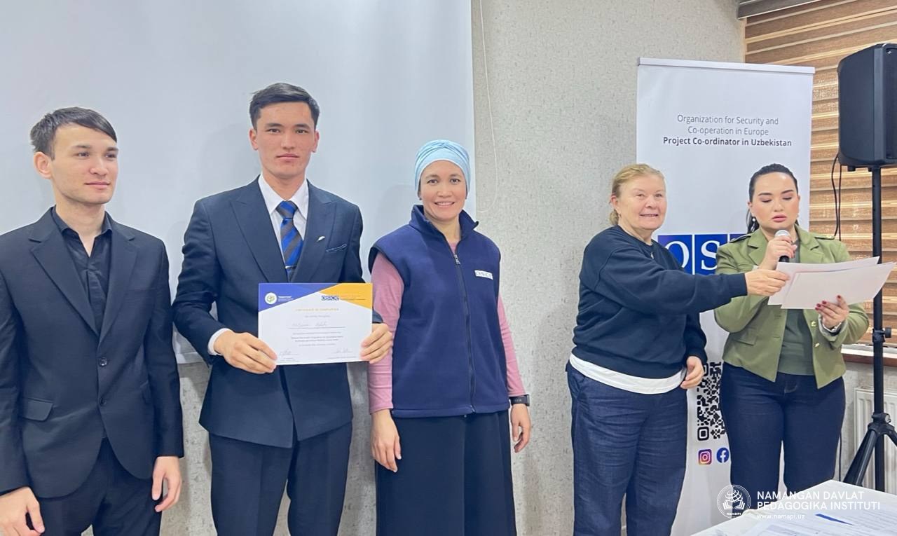 Namangan davlat pedagogika instituti talabalari “Ekran ortida” seminar-treningida faol ishtirok etib, sertifikat bilan taqdirlanishdi
