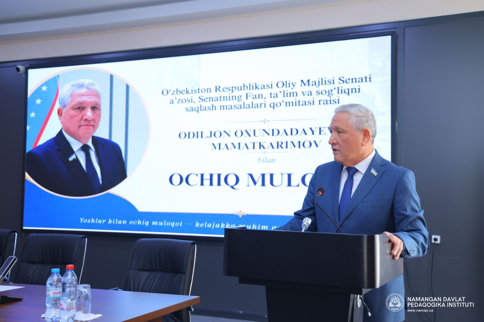 Senator Odiljon Mamatkarimov institut talaba-yoshlari bilan ochiq muloqot o‘tkazdi