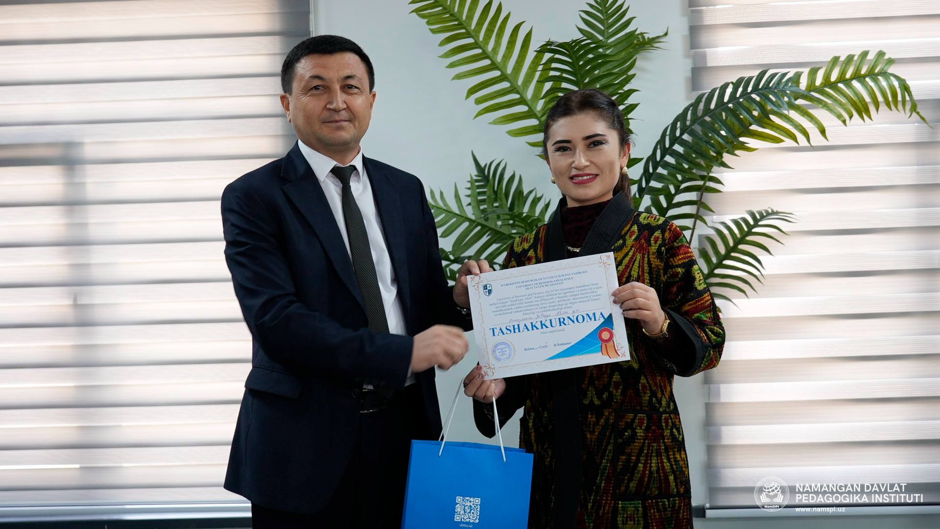 NamDPI professor-o‘qituvchilari tashakkurnomalar bilan taqdirlandi