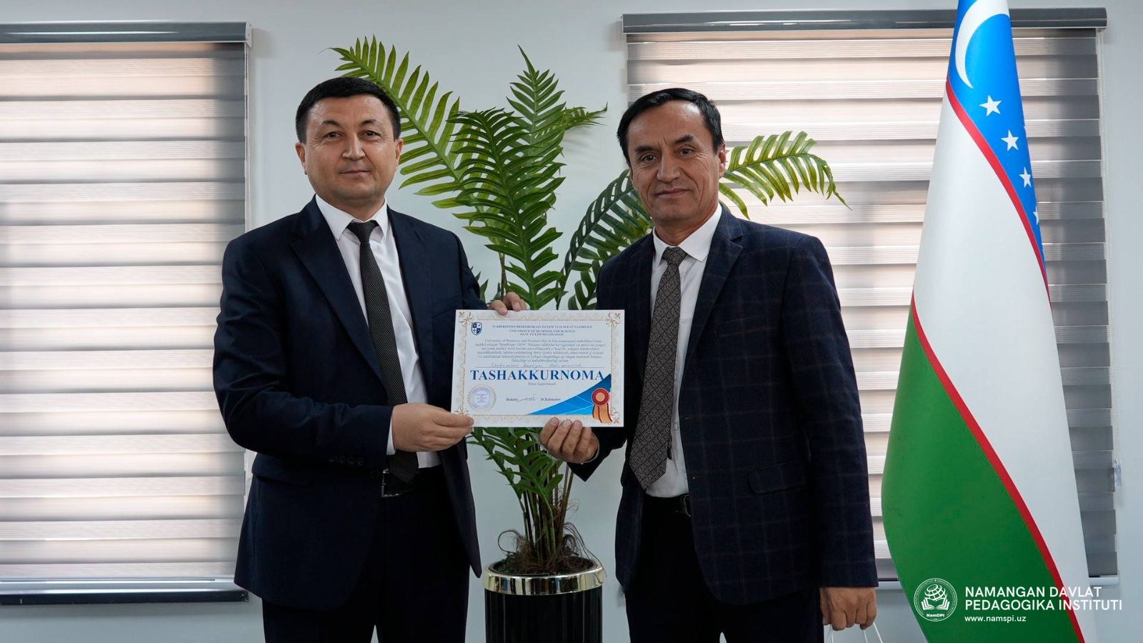 NamDPI professor-o‘qituvchilari tashakkurnomalar bilan taqdirlandi