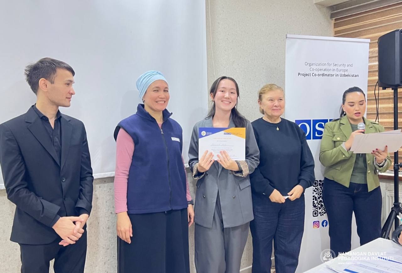 Namangan davlat pedagogika instituti talabalari “Ekran ortida” seminar-treningida faol ishtirok etib, sertifikat bilan taqdirlanishdi