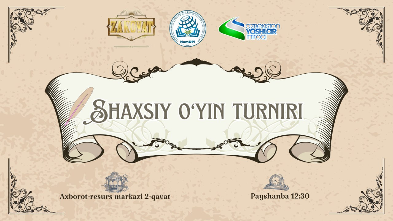 Shaxsiy o'yin(svoyak) turniri