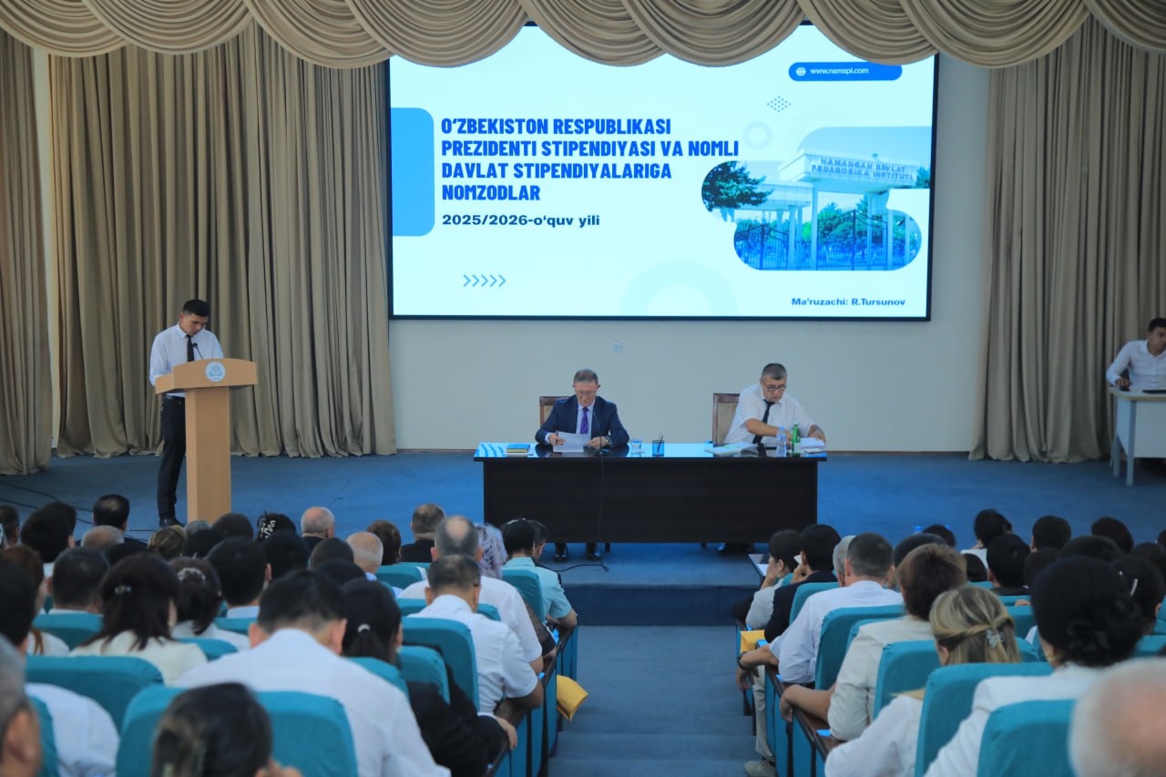 Namangan davlat pedagogika institutida oʻtkazilgan  2025/2026-o‘quv yilining 1-sonli kengaytirilgan yigʻilishi doirasida kun tartibidagi quyidagi rejalar koʻrib chiqilib, kengash a'zolari bilan tahlil qilindi.