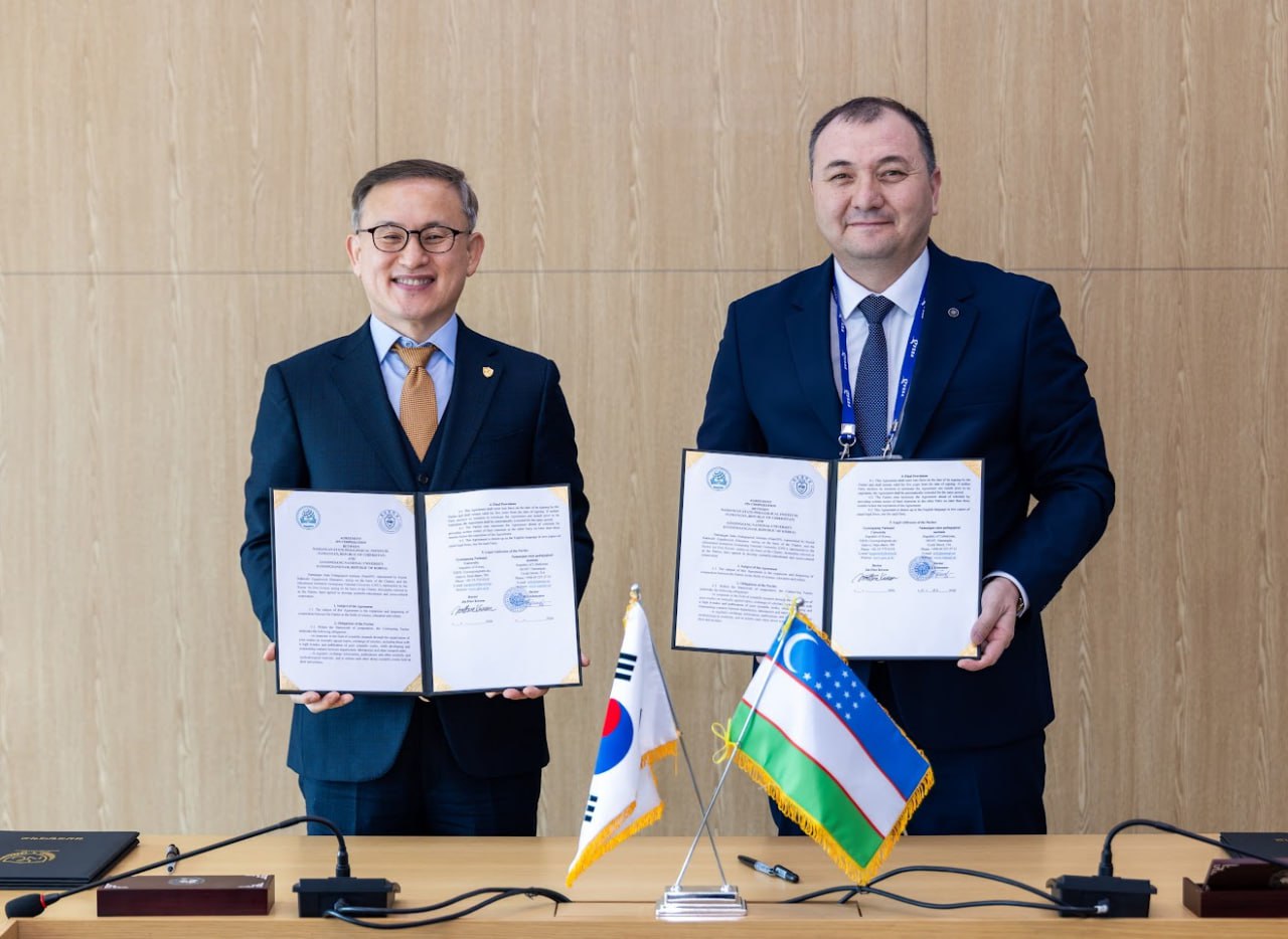 Namangan davlat pedagogika instituti hamda Gyeongsang National University o‘rtasida hamkorlik memorandumini imzolash marosimi.